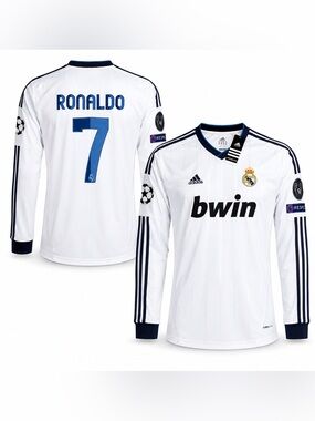 NWT Real Madrid 2012/13 Home Retro Jersey Long Sleeves Ronaldo # 7 Size XL